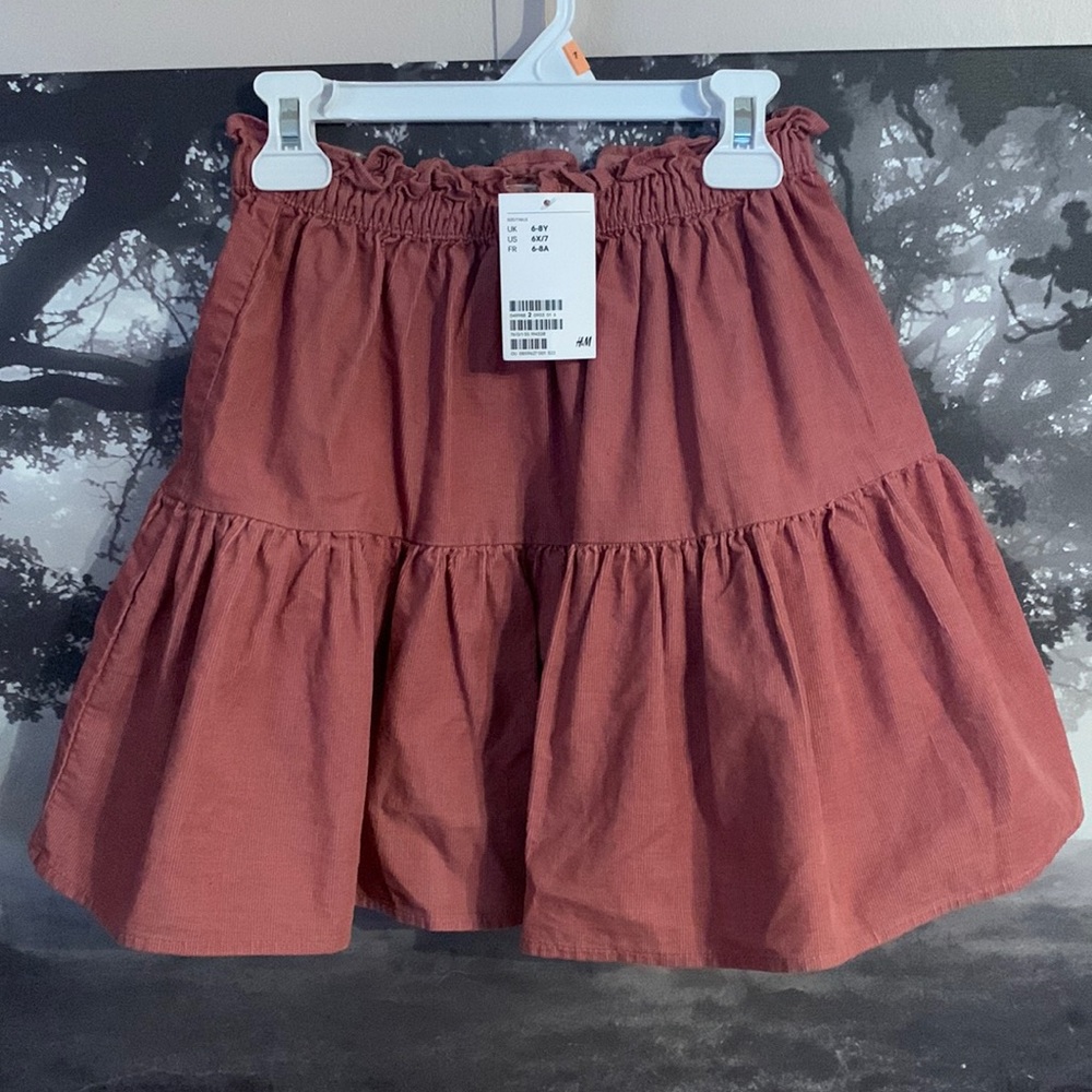 H & M dusty pink corduroy skirt 6X-7 NWT